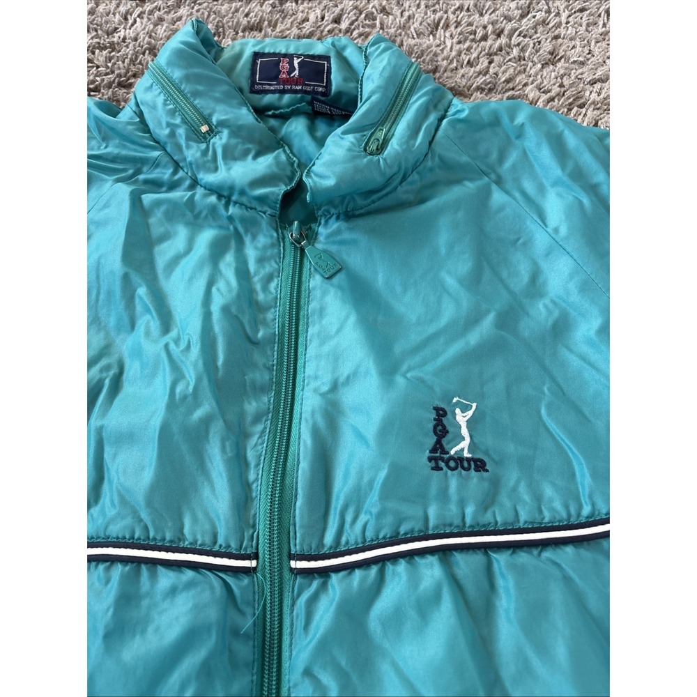 Mens VTG 90s PGA TOUR Nylon Hoodie Windbreaker Golf Jacket Ski Large L - Picture 2 of 5
